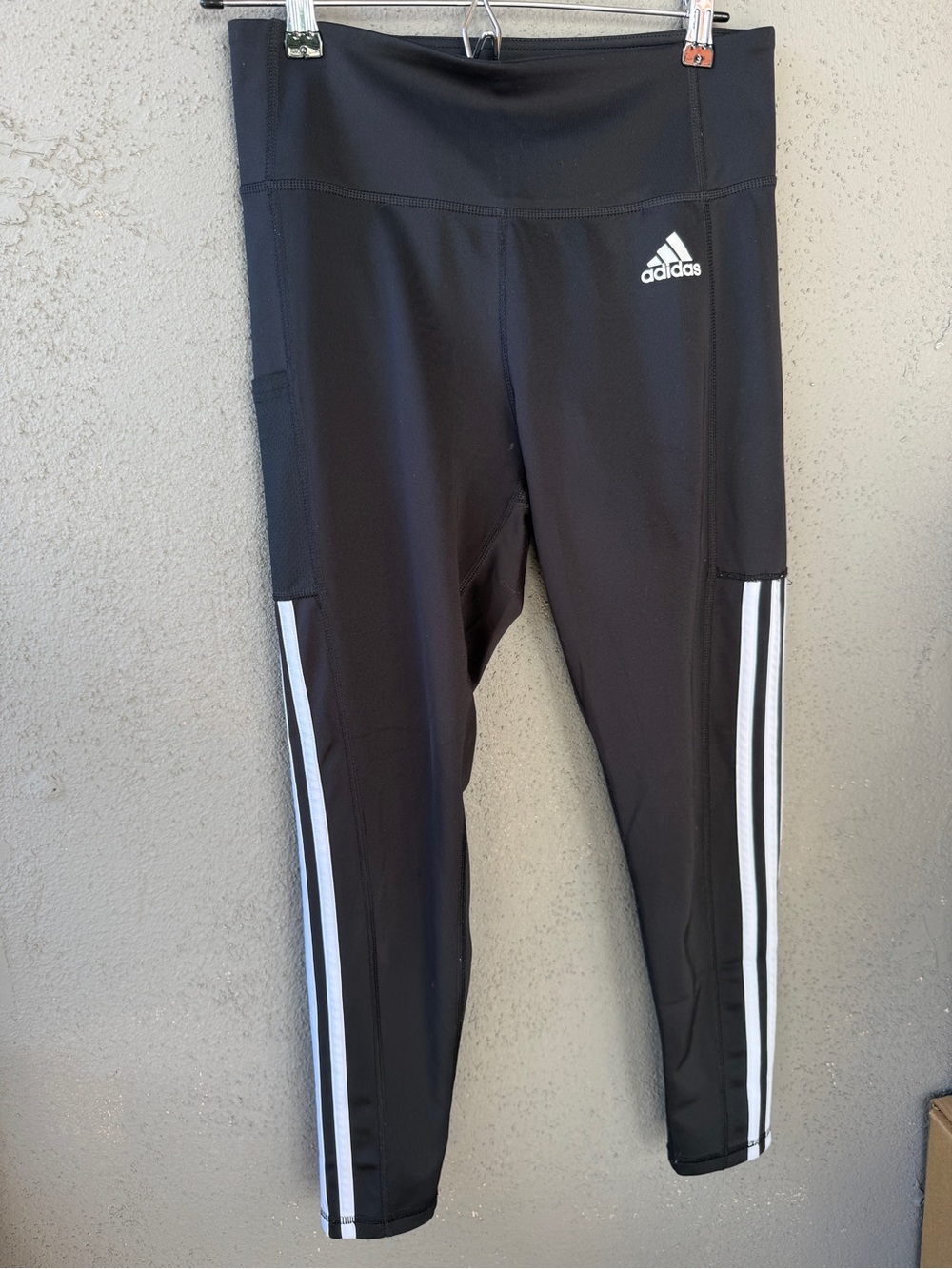 adidas Black Leggings with White Side Stripes